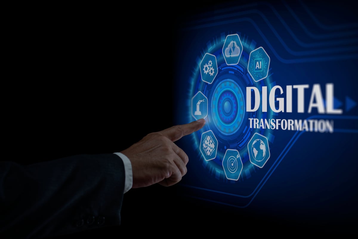 Digital transformation concept - business evolution and modern technology